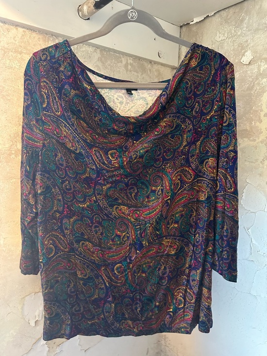 Talbots Tops - Talbots 1X Paisley Top Cowl Neck Soft Stretch Blouse Plus